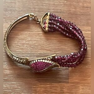 Elegant 925 Gold and Purple Beaded Bracelet